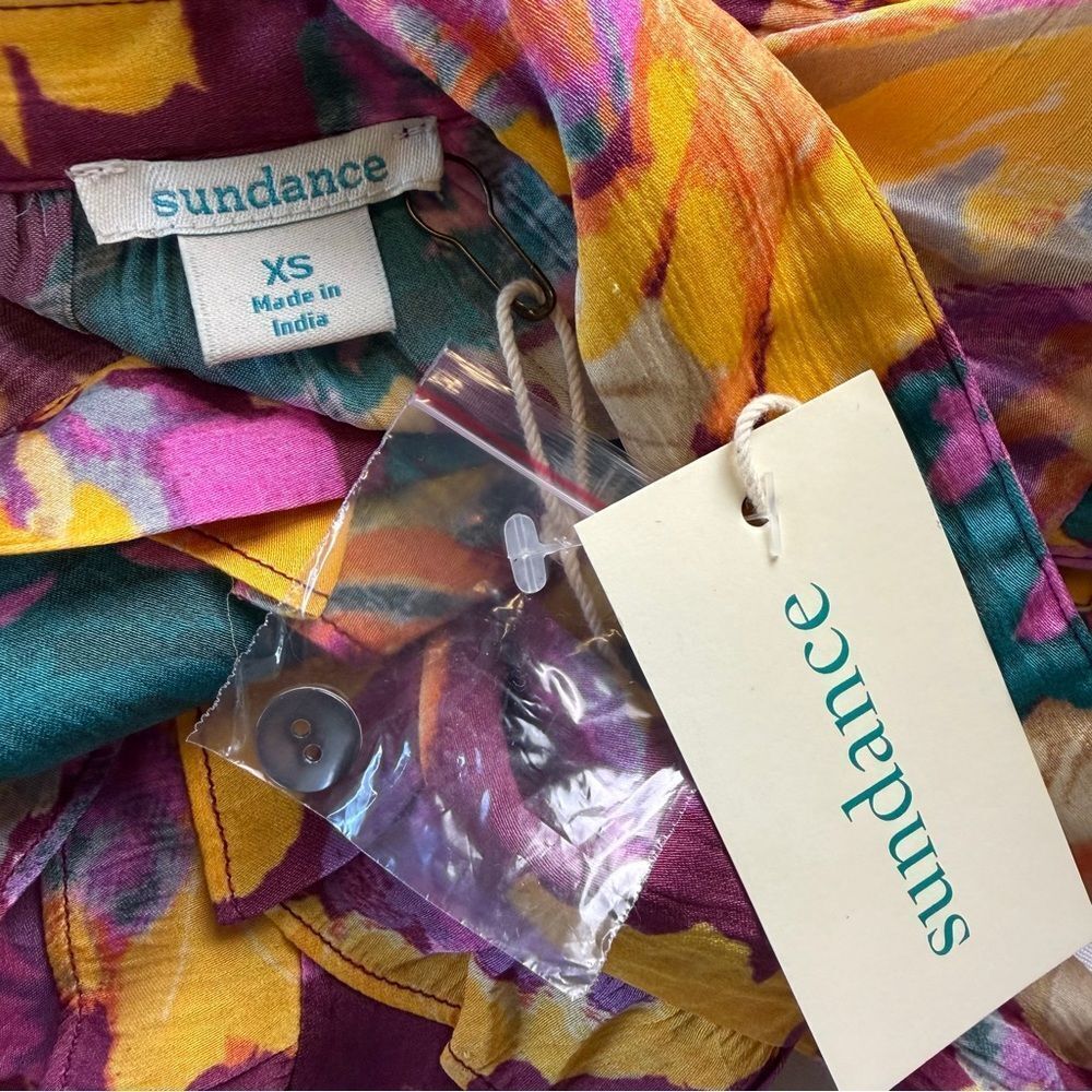 Sundance multicolored Floral long sleeve button up Dress xs NWT - Picture 6 of 6